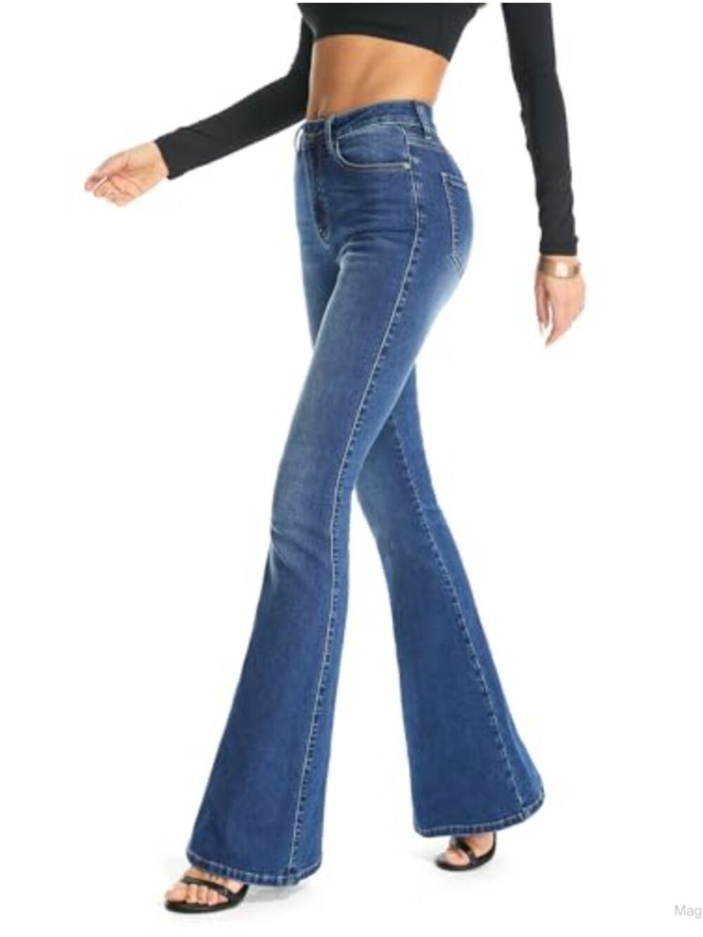 High Rise Bootcut Flare Jeans High Stretch Cotton Blend Denim